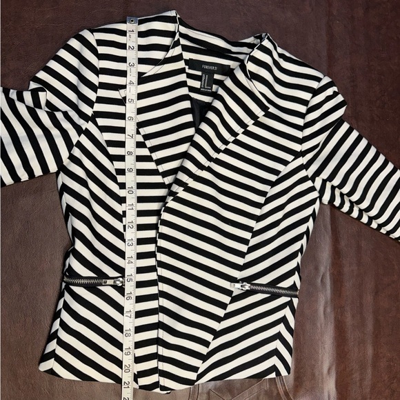 Forever 21 Open Front Bomber‎ Jacket Striped zippers Steampunk Skater Medium New - Picture 11 of 12